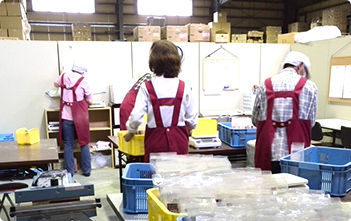 利用者が企業内で軽作業をしている写真